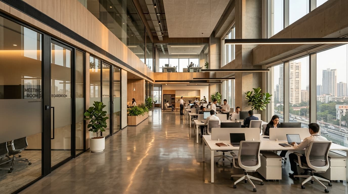 Open plan modern corporate workspace