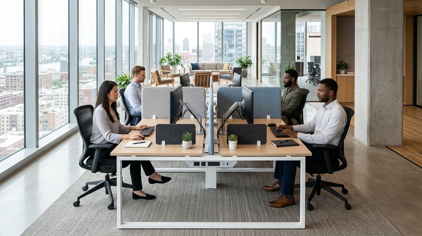 Modular workstation cluster in corporate office