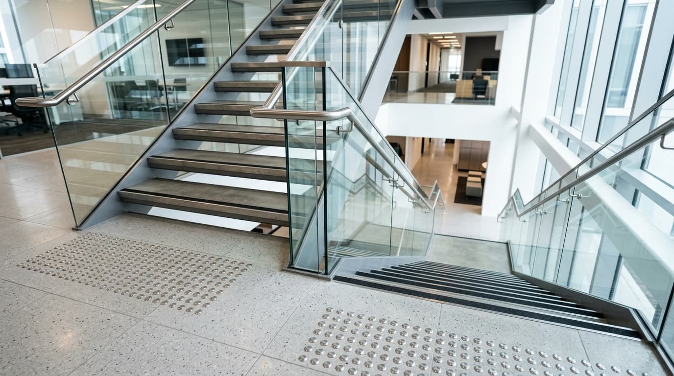 Architectural stair nosing and tactile floor indicators
